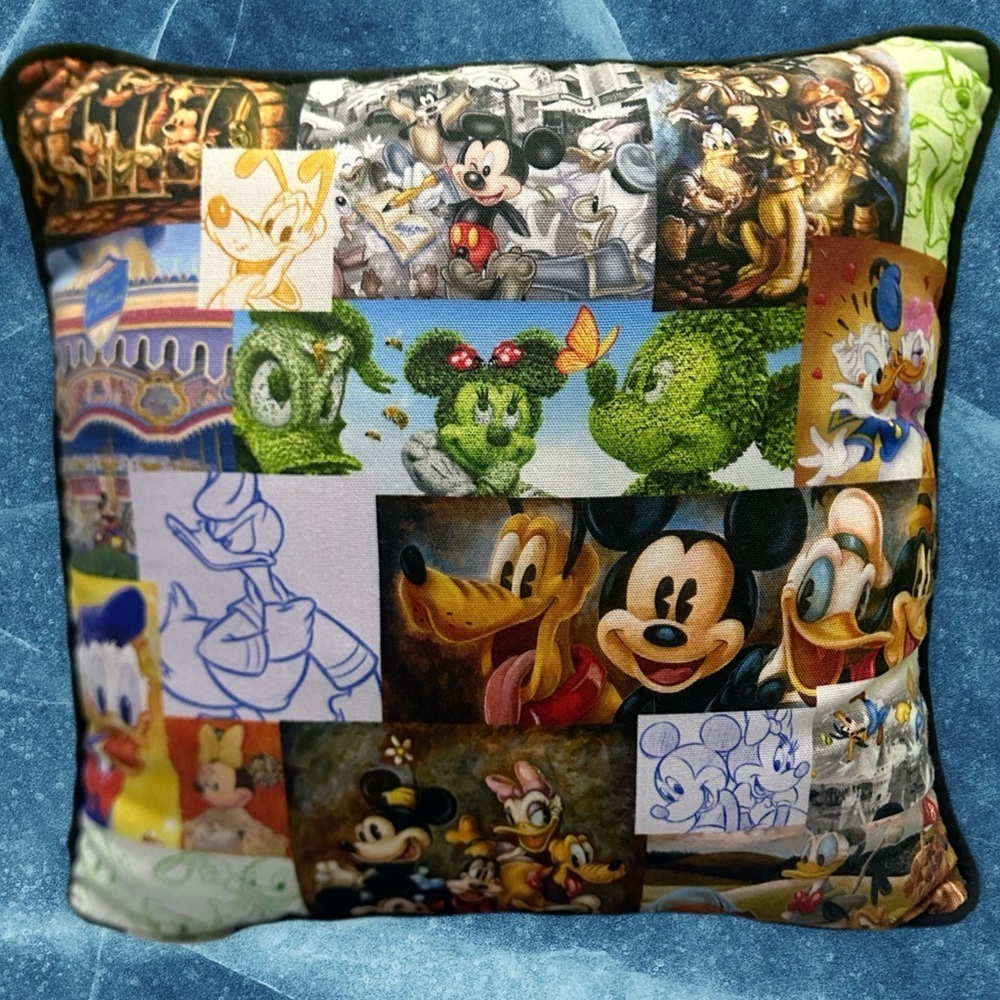 Disney Multicolor Character Patchwork Pillow Featuring Mickey & Friends